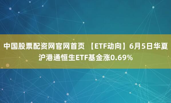 中国股票配资网官网首页 【ETF动向】6月5日华夏沪港通恒生ETF基金涨0.69%