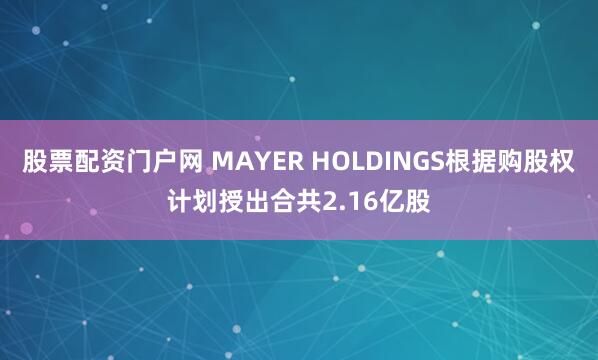 股票配资门户网 MAYER HOLDINGS根据购股权计划授出合共2.16亿股